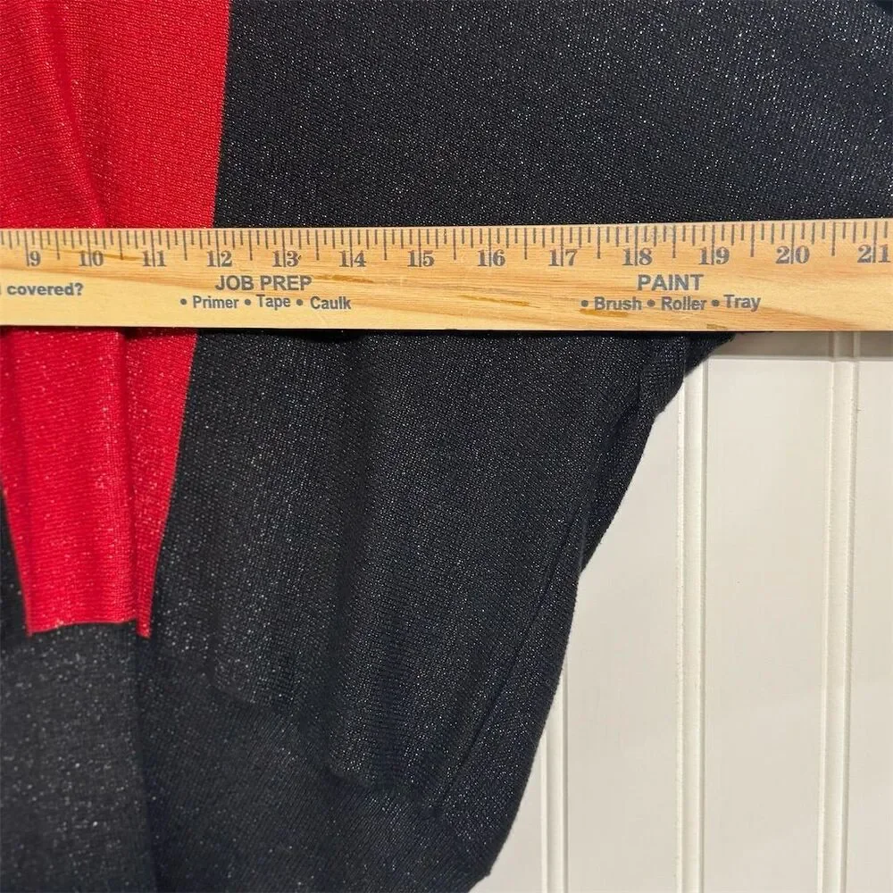 Style & Co Petite Sweater PL‎ L Red Black Color Block Metallic Cowl Neck Holiday